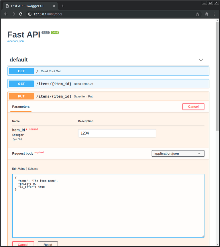 Fast API Swagger UI